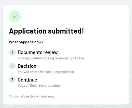 step 14 - application submitted