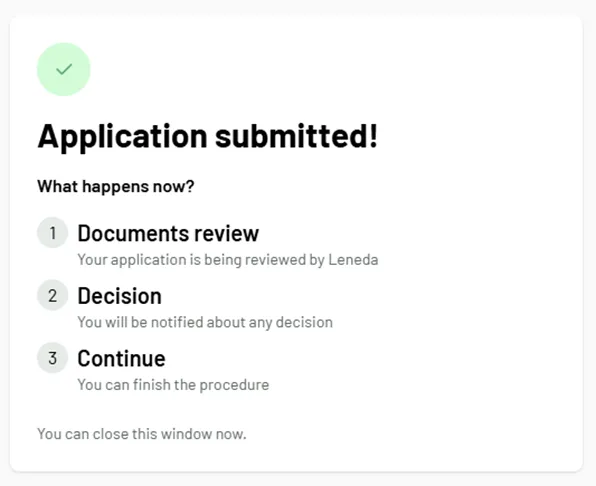 step 17 - application submitted