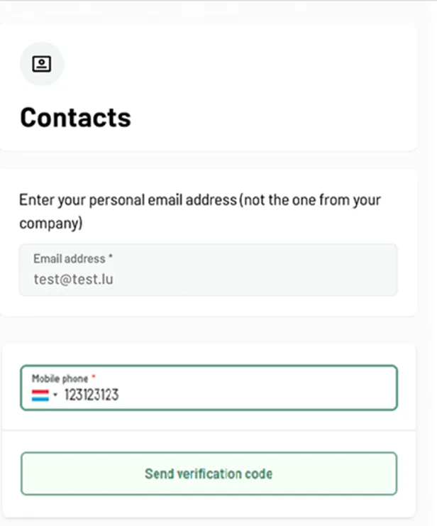 step 11a - mobile phone: send verification code