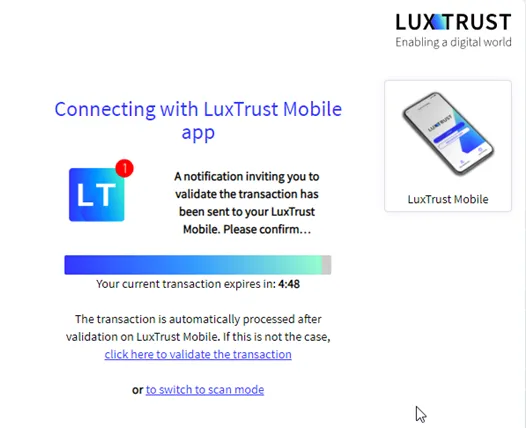 step 7 - connecting with LuxTrust